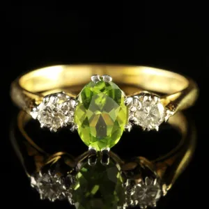 Peridot Diamond Trilogy Engagement Ring Dated London 1971