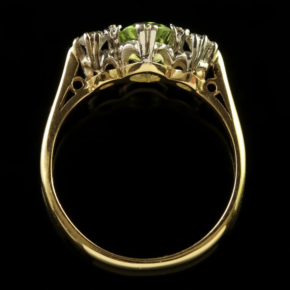 Peridot Diamond Trilogy Engagement Ring Dated London 1971