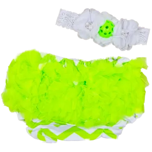 Pickleball Baby Headband And Green Bloomer Set | Infant Pickleball Gift