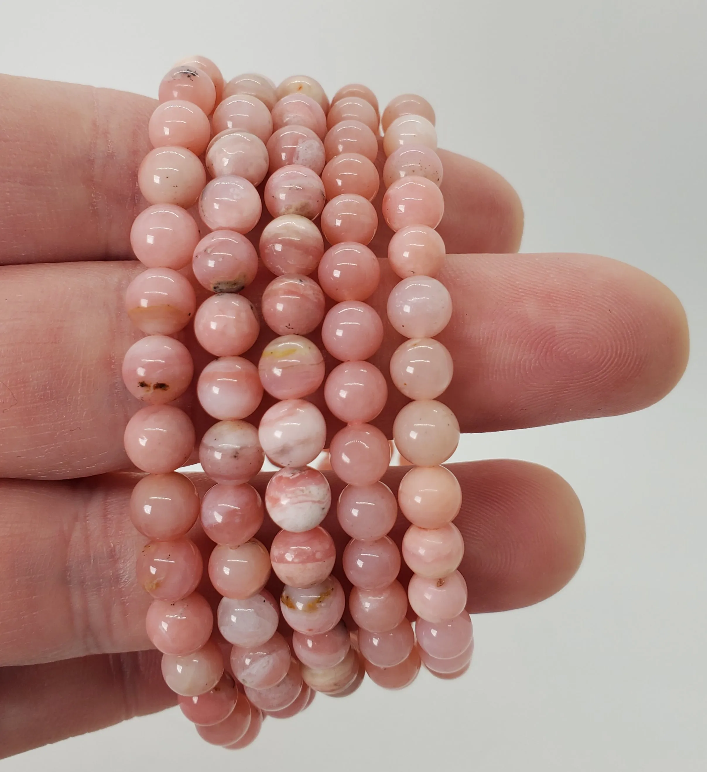 Pink Opal Bead Bracelet