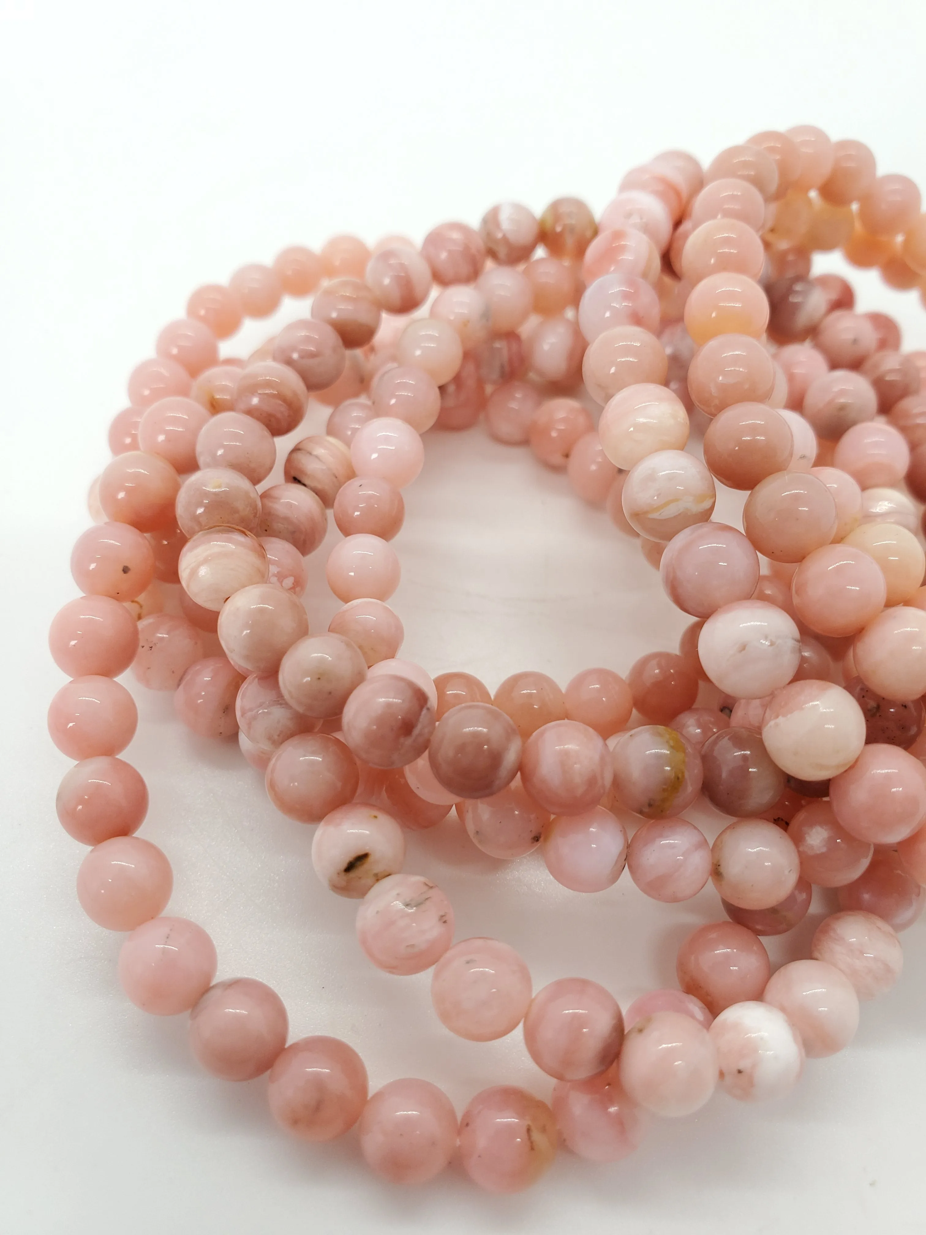 Pink Opal Bead Bracelet