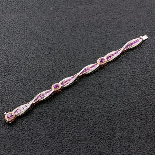 Pink Sapphire & Diamond Twist Bracelet