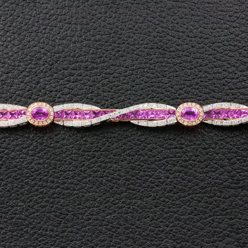 Pink Sapphire & Diamond Twist Bracelet