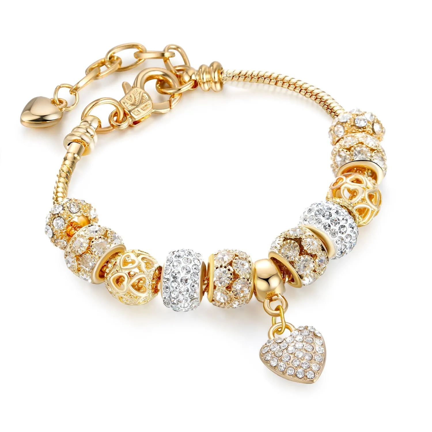 Platform Light Gold Alloy Large-Hole Bead Bracelet Panjia Style Bracelet