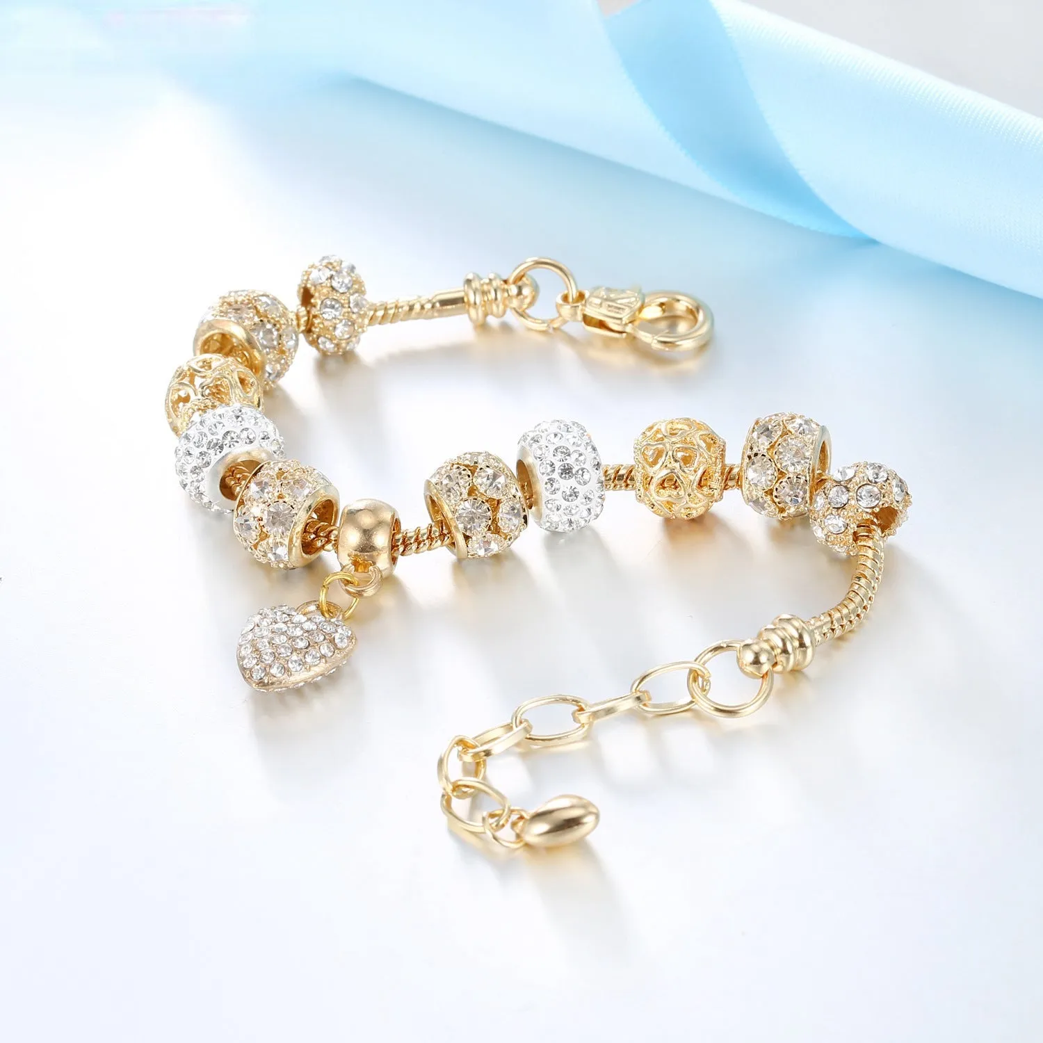 Platform Light Gold Alloy Large-Hole Bead Bracelet Panjia Style Bracelet