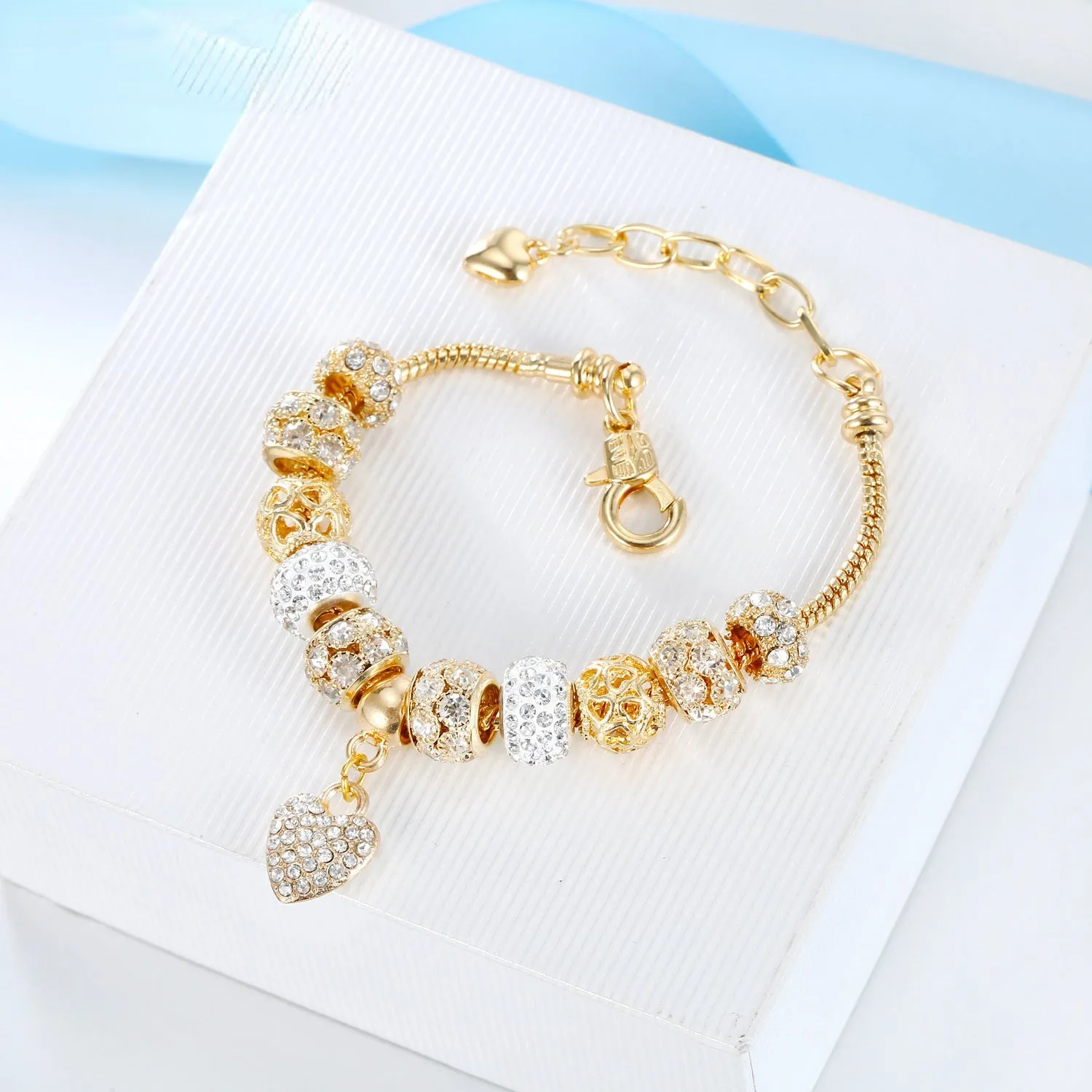 Platform Light Gold Alloy Large-Hole Bead Bracelet Panjia Style Bracelet