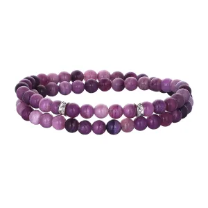 Purple Fluorite Double Beaded Bracelet