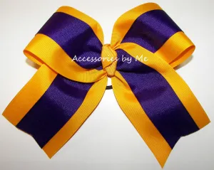 Purple Yellow Gold Big Cheer Bow