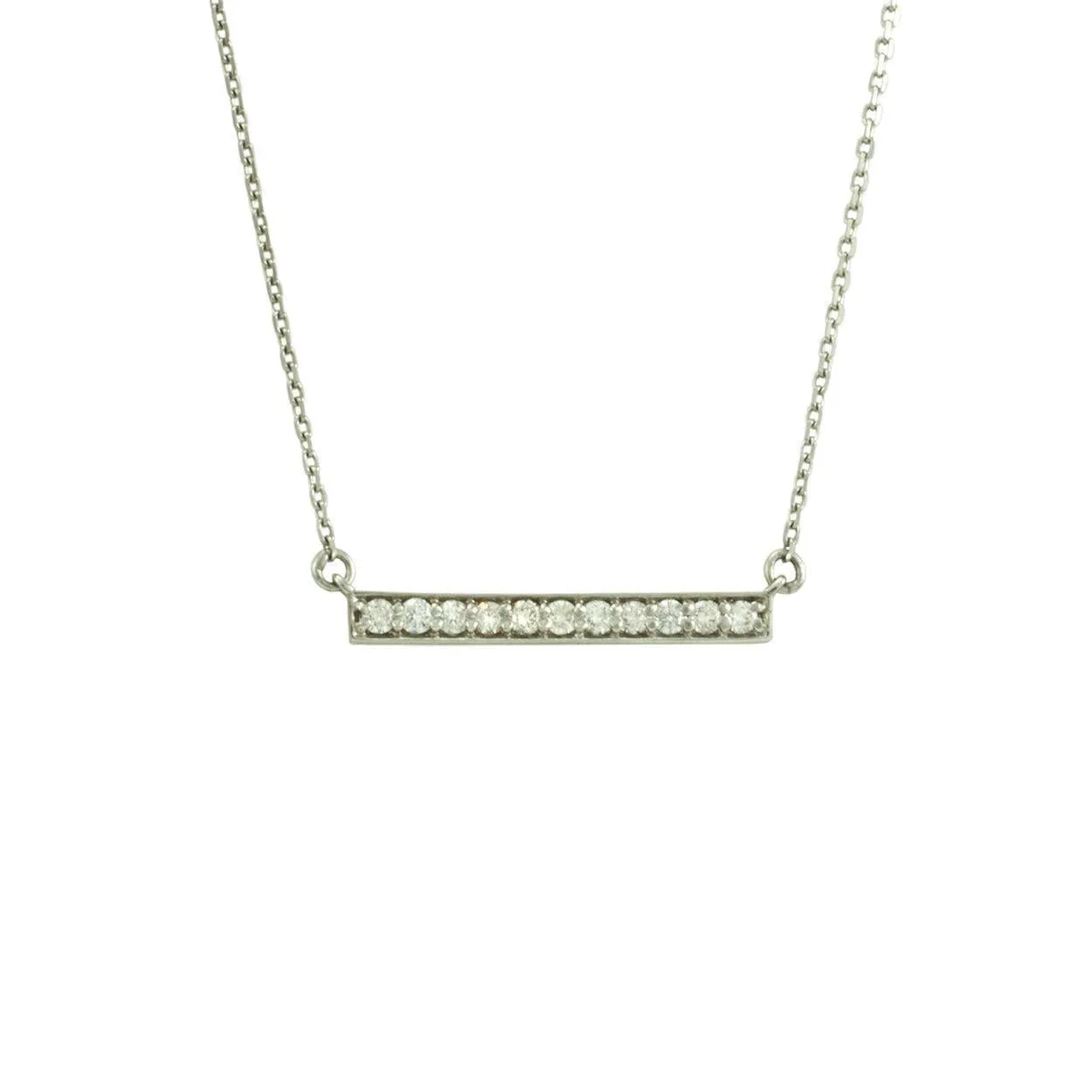 "Straight Row" bar necklace in 14k white gold -.25 cts. total