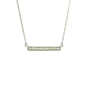 "Straight Row" bar necklace in 14k white gold -.25 cts. total