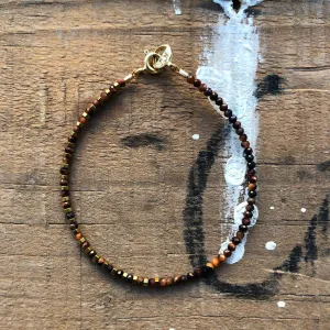 "Volcano" Red Tiger’s Eye and Hematite Gemstone Beaded Bracelet