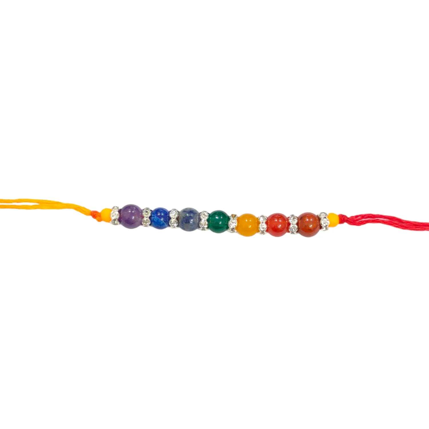 Rakhi 7 Chakra Crystals 6 mm with AD Rings for Brother Rakhi for Bhaiya Bhabhi Natural Semi Precious Stone Rakhi Set Combo for Men and Women