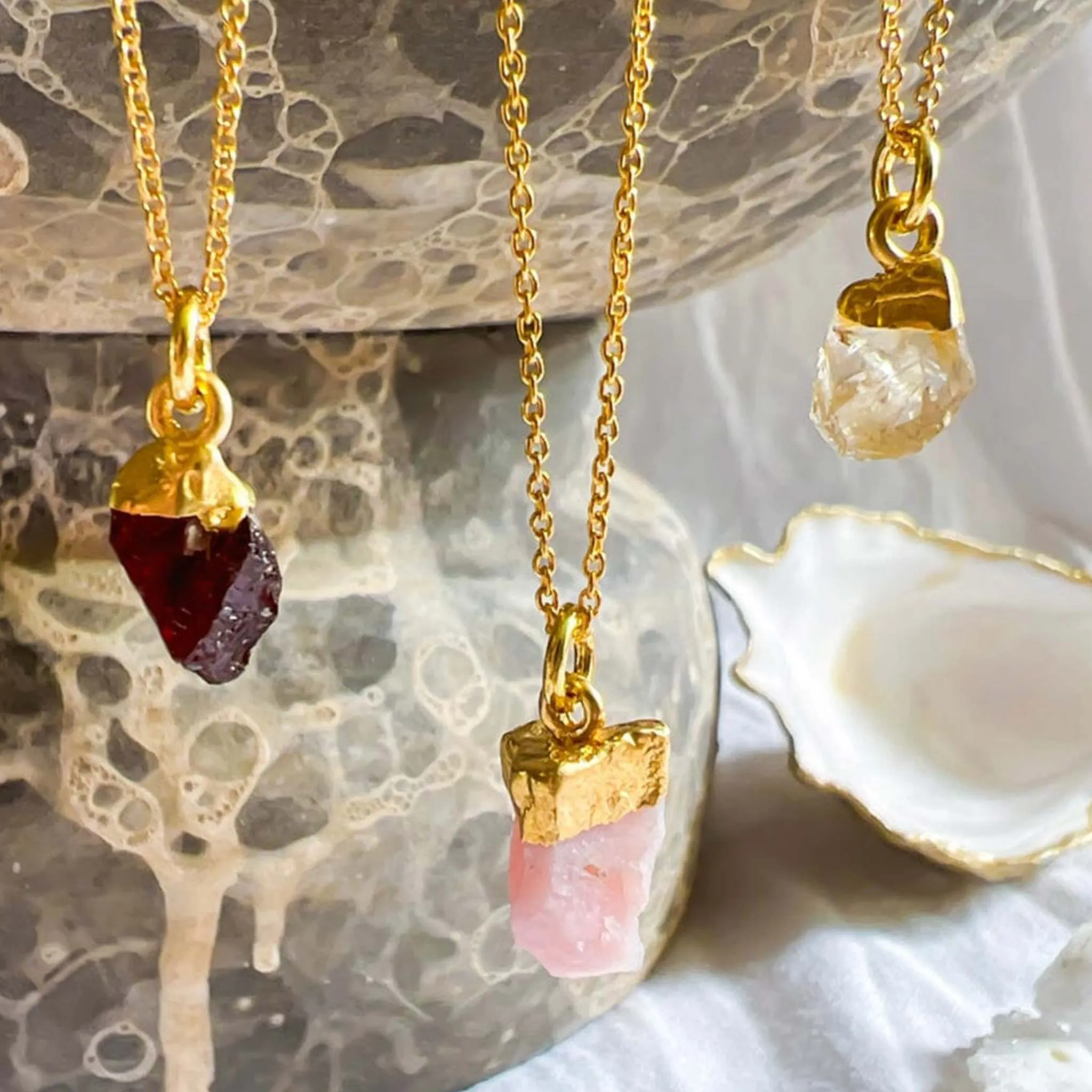 Raw Garnet Pendant Necklace - Healing Crystal Jewelry | By Lunar James