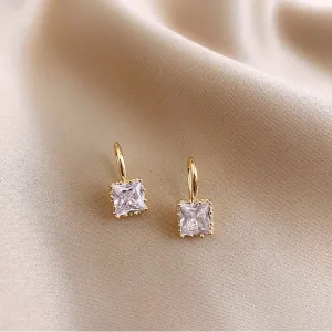 Retro-Chic Women's Square Shape Zircon Drop Small Earrings