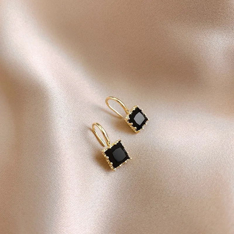 Retro-Chic Women's Square Shape Zircon Drop Small Earrings