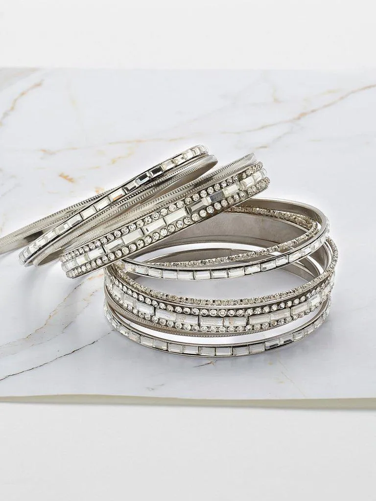 Rhinestone Embellished Bangle Bracelet Set