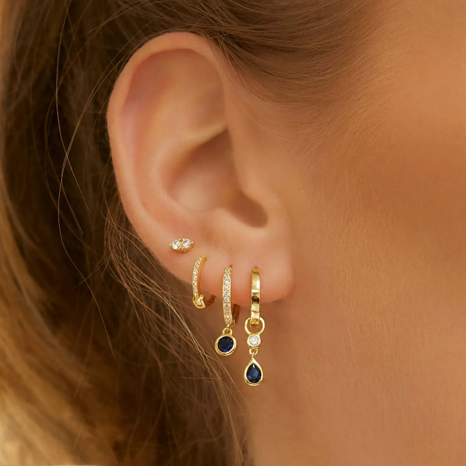 Rhodes Gold Earrings - Sapphire