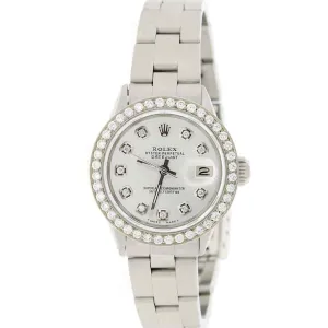 Rolex Datejust Ladies 26mm Diamond Bezel/Silver Diamond Dial Oyster Steel Watch TFJ-142508164