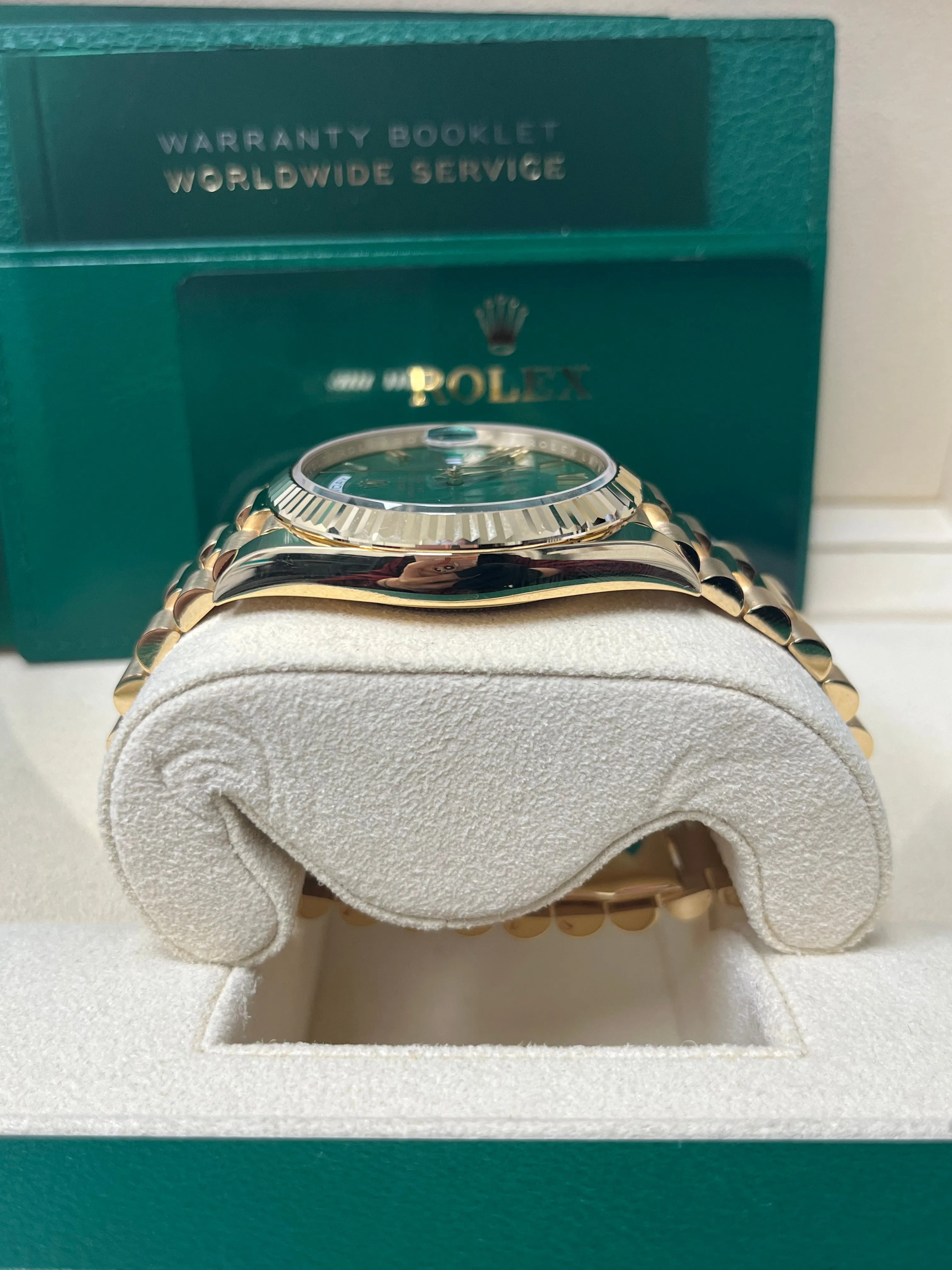 Rolex Day-Date 40 Yellow Gold Day-Date 40mm Reference 228238 Green Roman Dial New 2022 Release