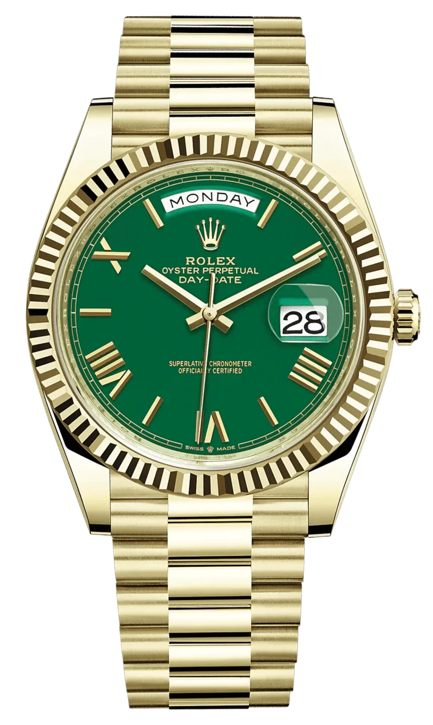 Rolex Day-Date 40 Yellow Gold Day-Date 40mm Reference 228238 Green Roman Dial New 2022 Release