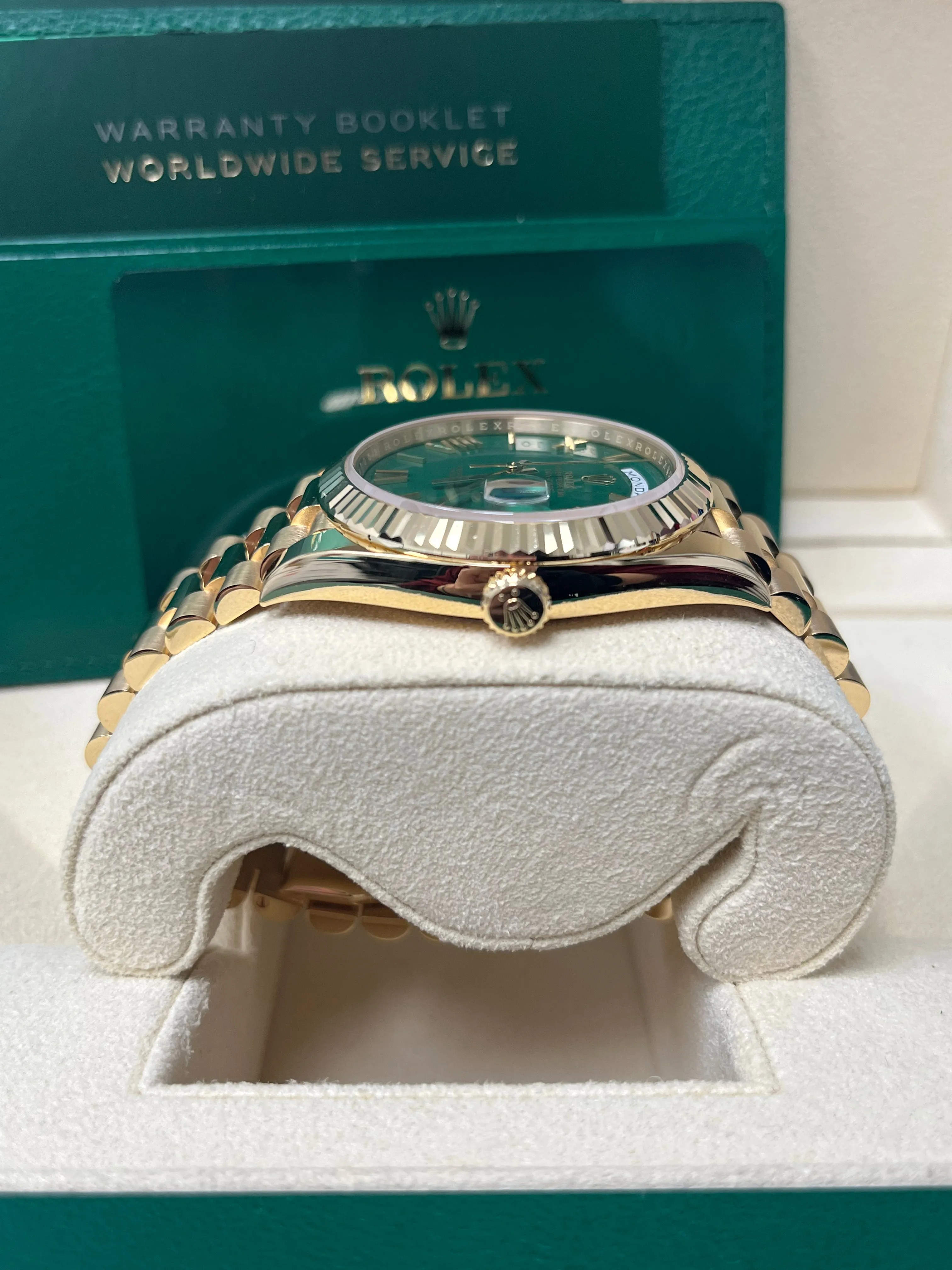 Rolex Day-Date 40 Yellow Gold Day-Date 40mm Reference 228238 Green Roman Dial New 2022 Release