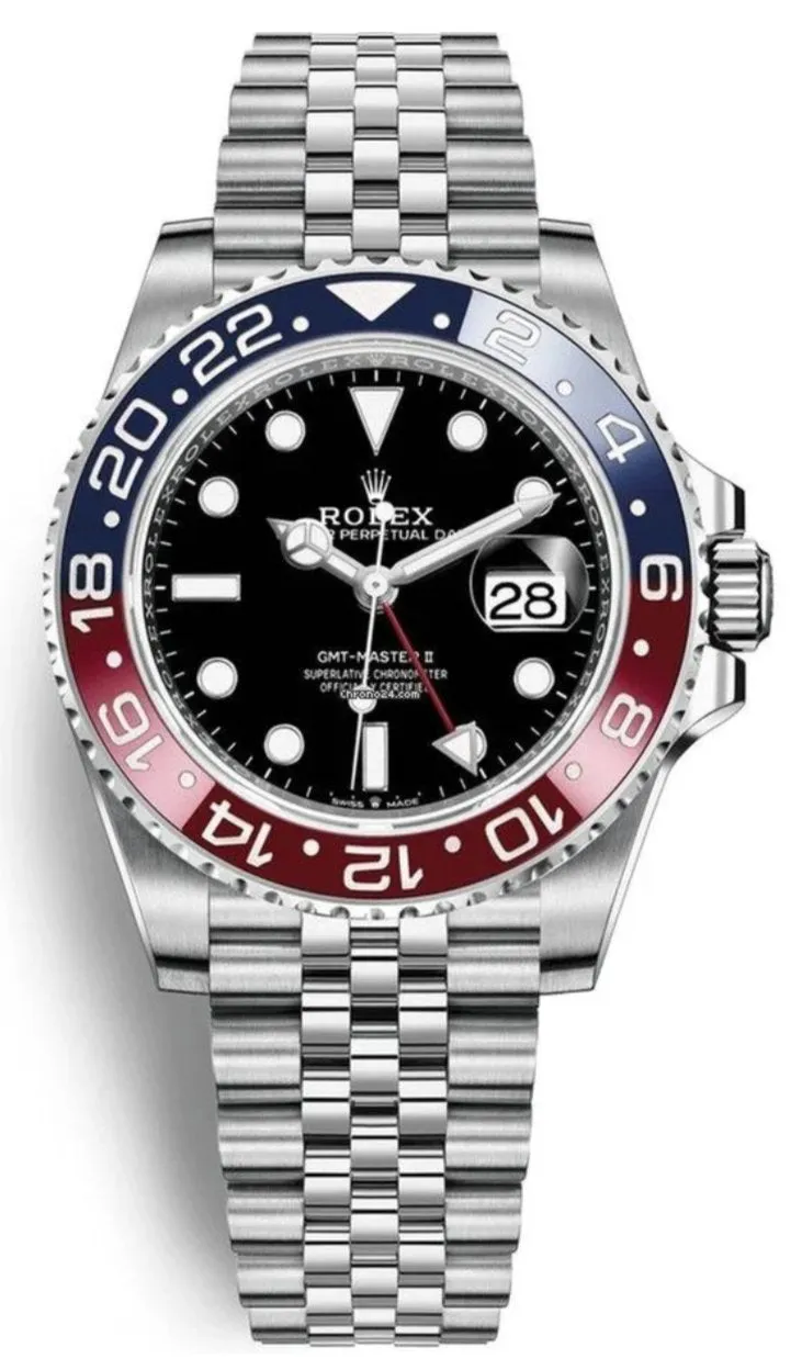 Rolex GMT-Master II Steel Blue & Red "Pepsi" Bezel and Black Dial (Ref# 126710BLRO)