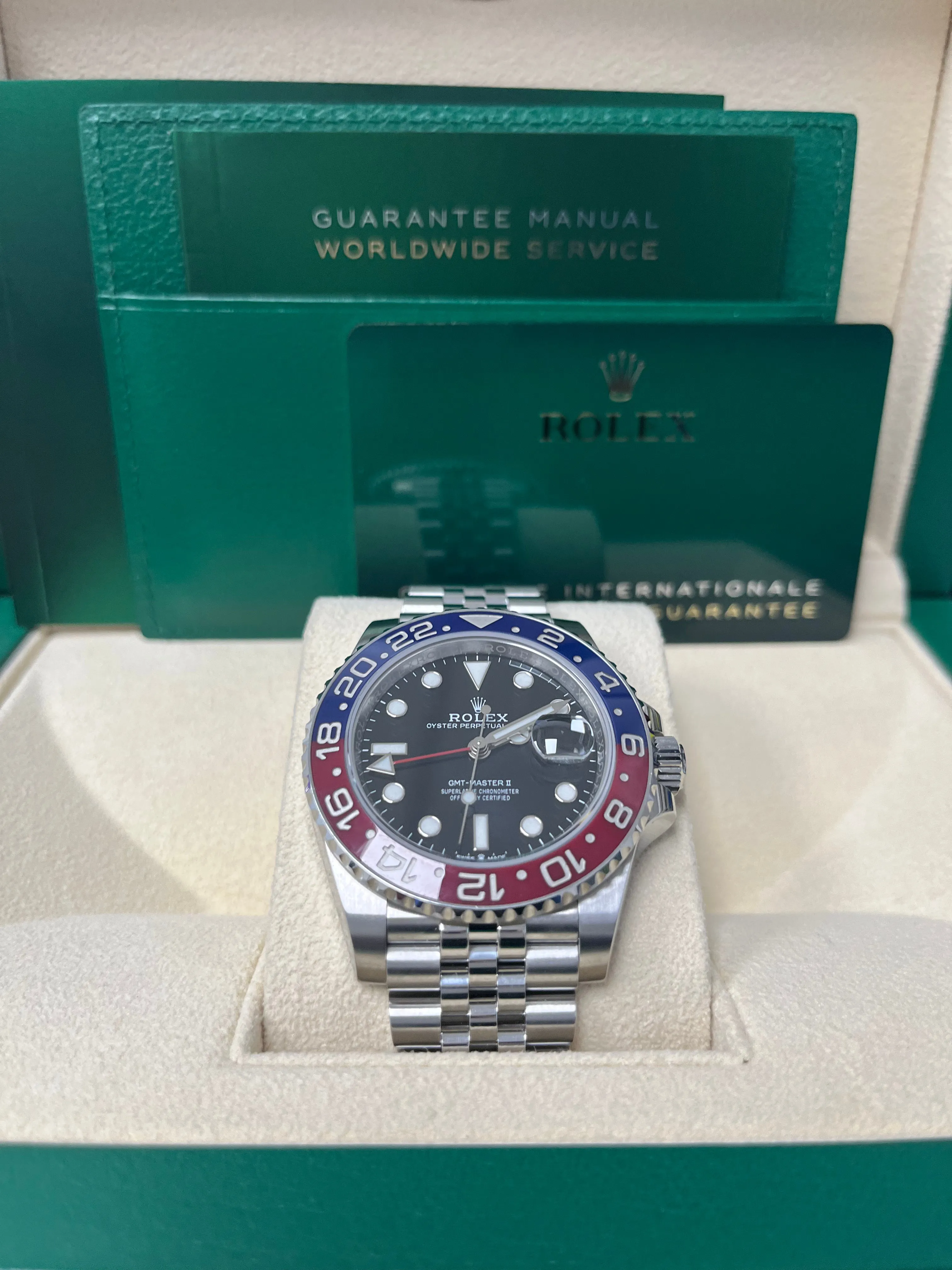 Rolex GMT-Master II Steel Blue & Red "Pepsi" Bezel and Black Dial (Ref# 126710BLRO)