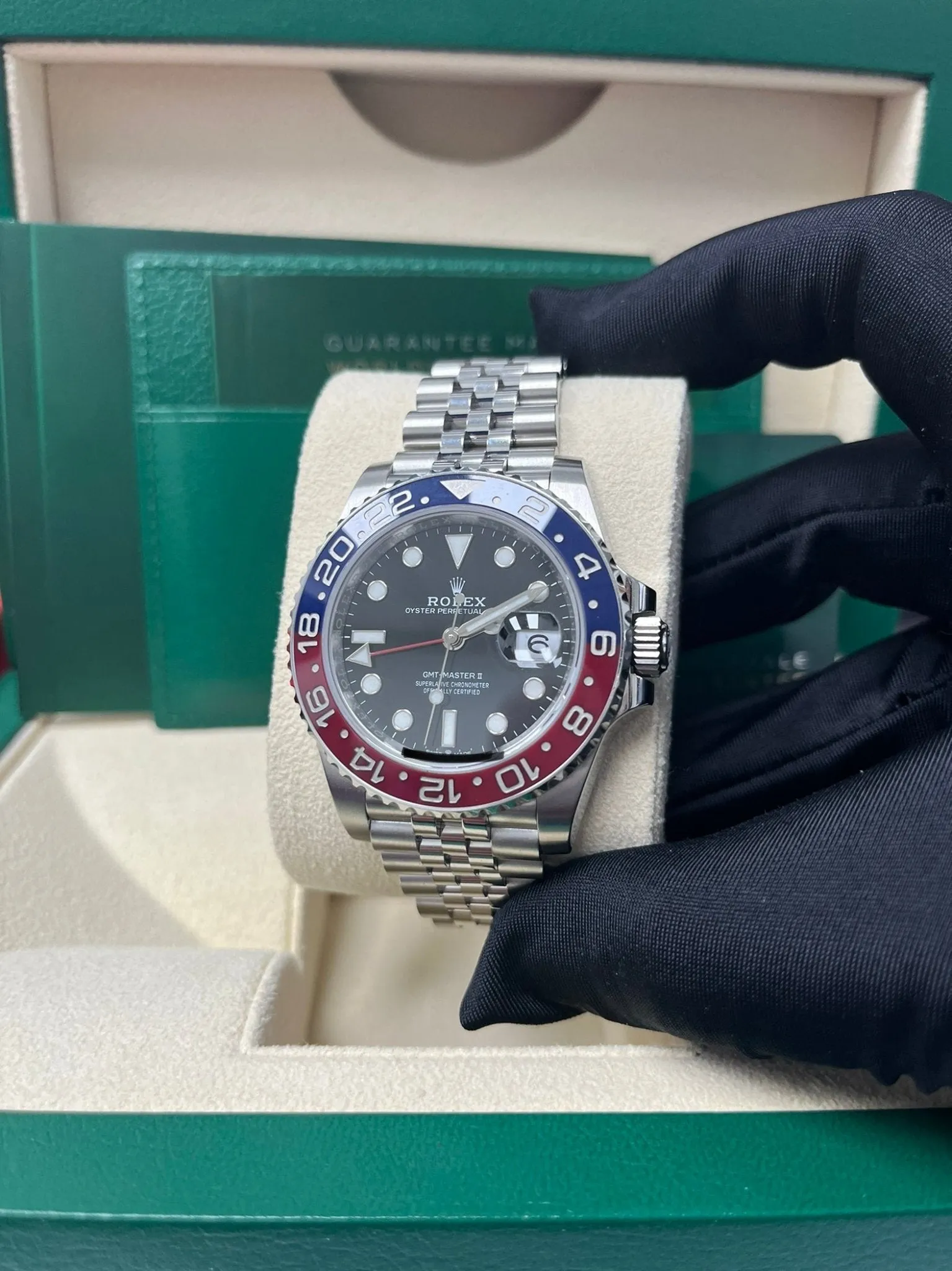 Rolex GMT-Master II Steel Blue & Red "Pepsi" Bezel and Black Dial (Ref# 126710BLRO)