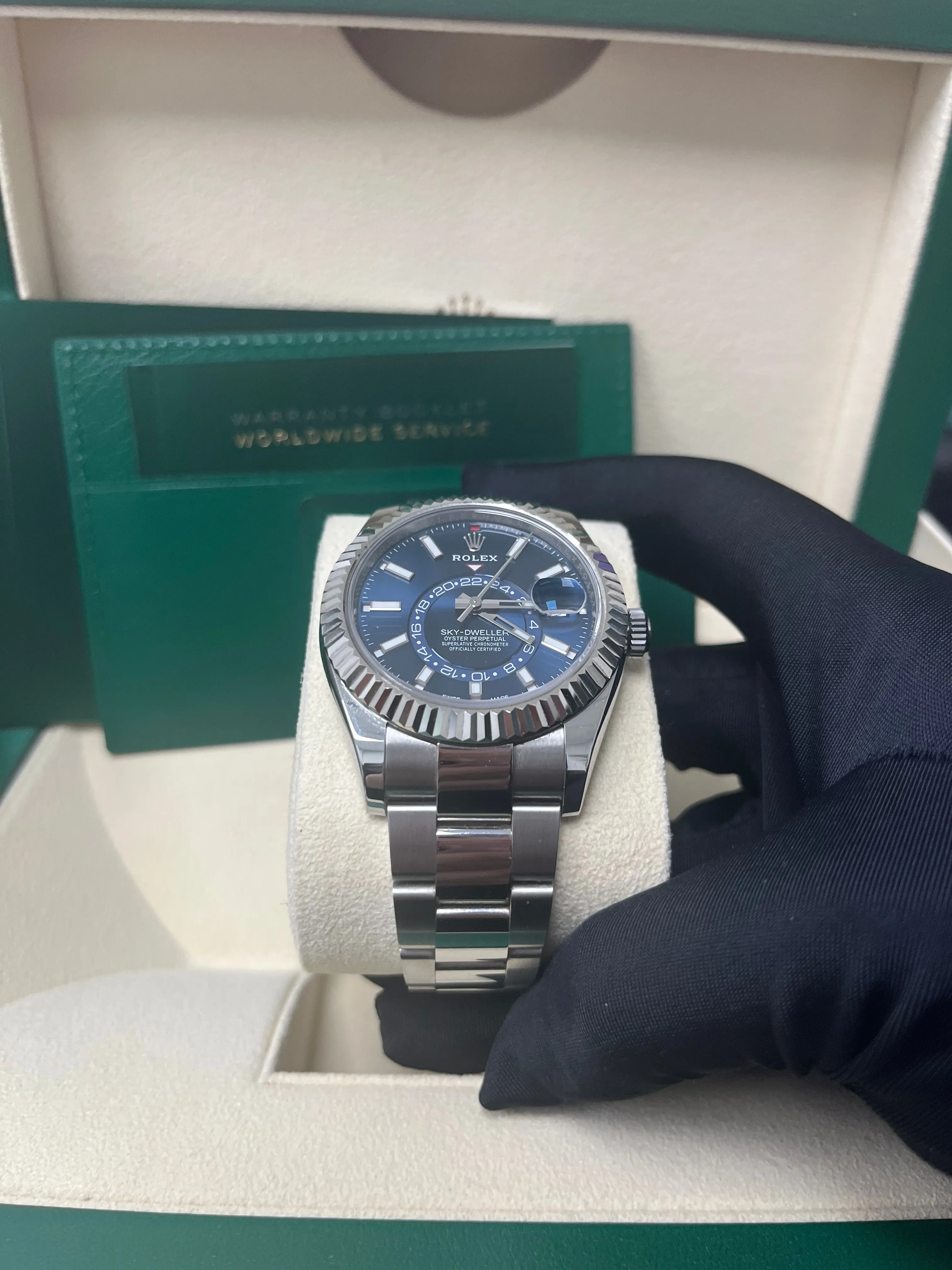 Rolex Sky-Dweller White Rolesor - Blue Index Dial - Oyster Bracelet (Ref# 326934)