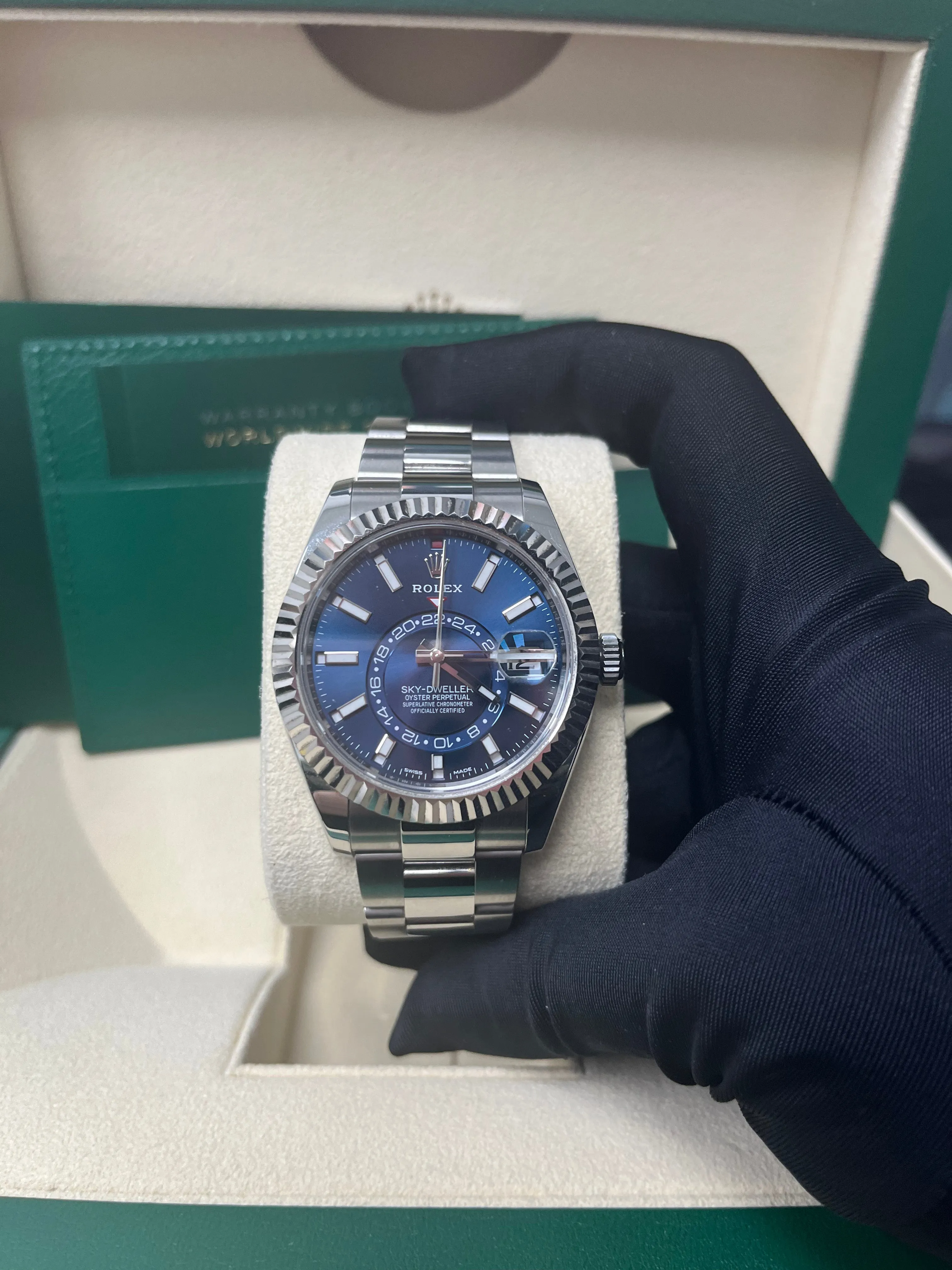 Rolex Sky-Dweller White Rolesor - Blue Index Dial - Oyster Bracelet (Ref# 326934)