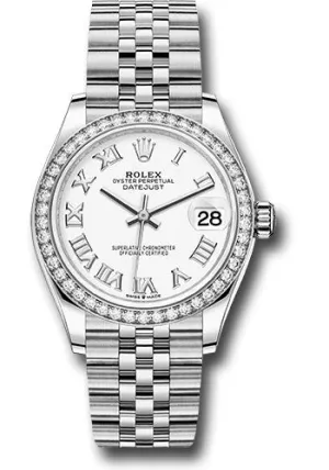 Rolex Steel and White Gold Datejust 31 Watch - Diamond Bezel - White Roman Dial - Jubilee Bracelet 278384RBR wrj