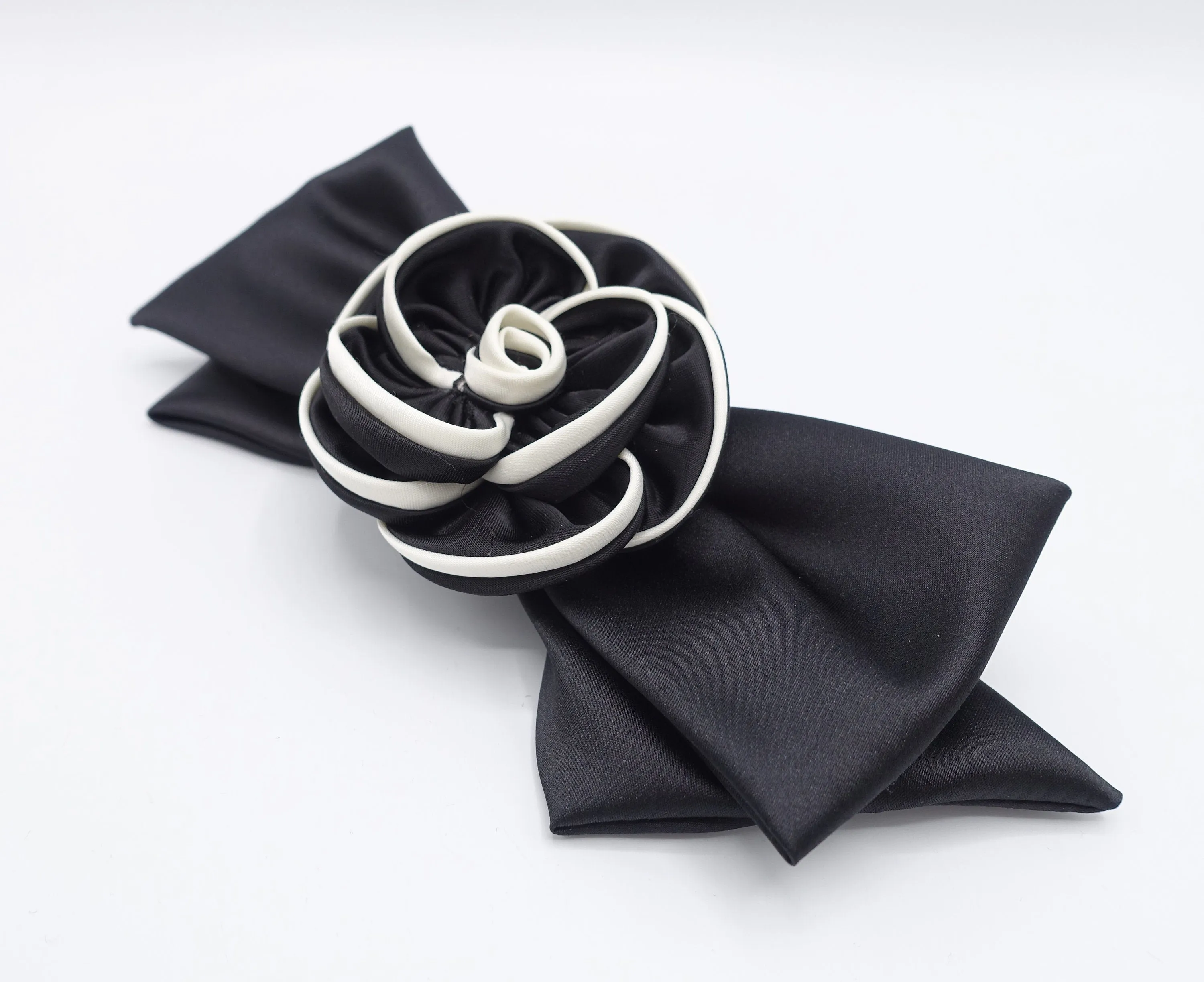 satin camelia hair bow, camellia scrunchies, handmade hair accessories for women