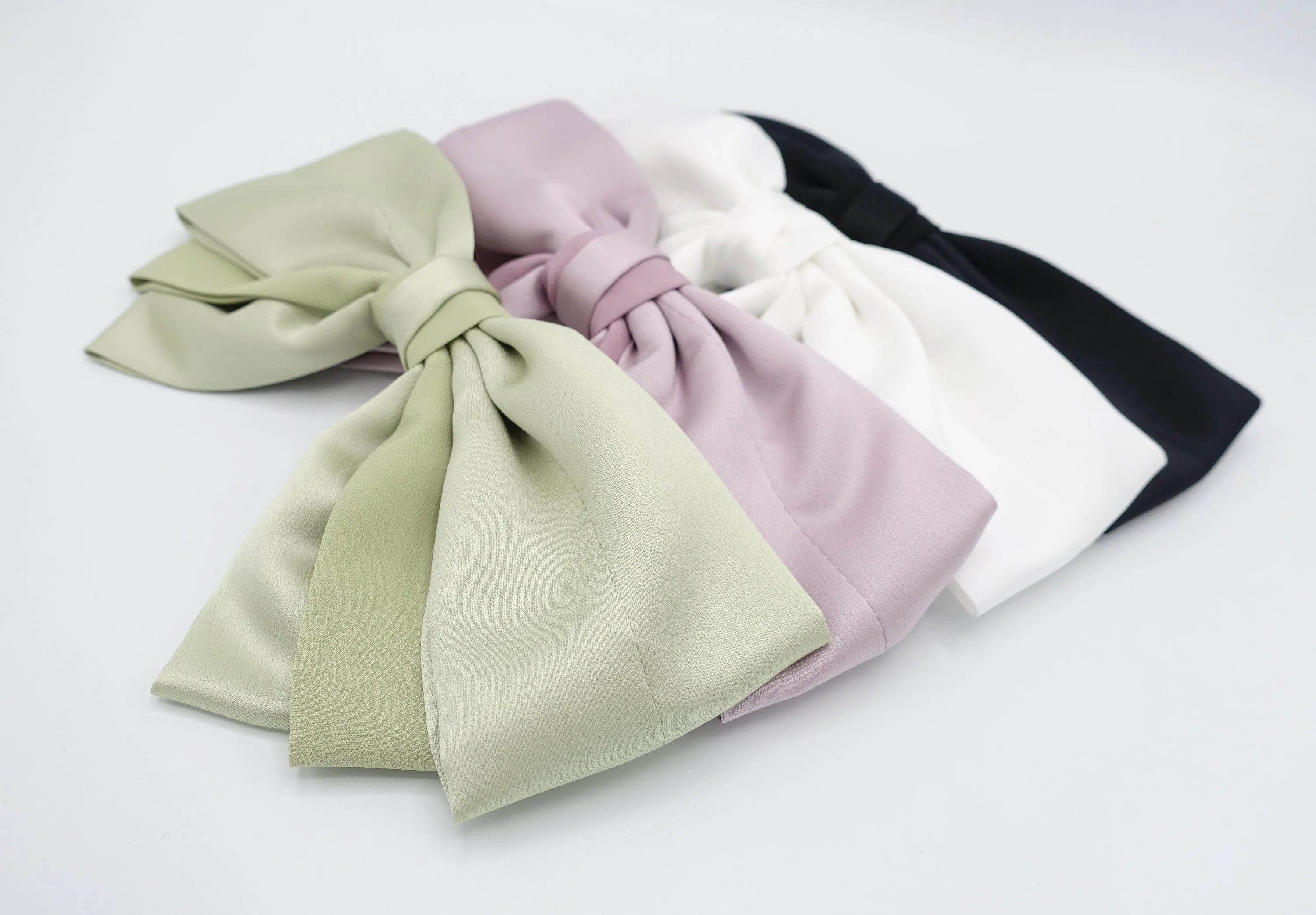 satin hair bow 2 tone double layered hair accessory for women