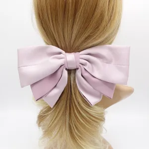 satin hair bow 2 tone double layered hair accessory for women