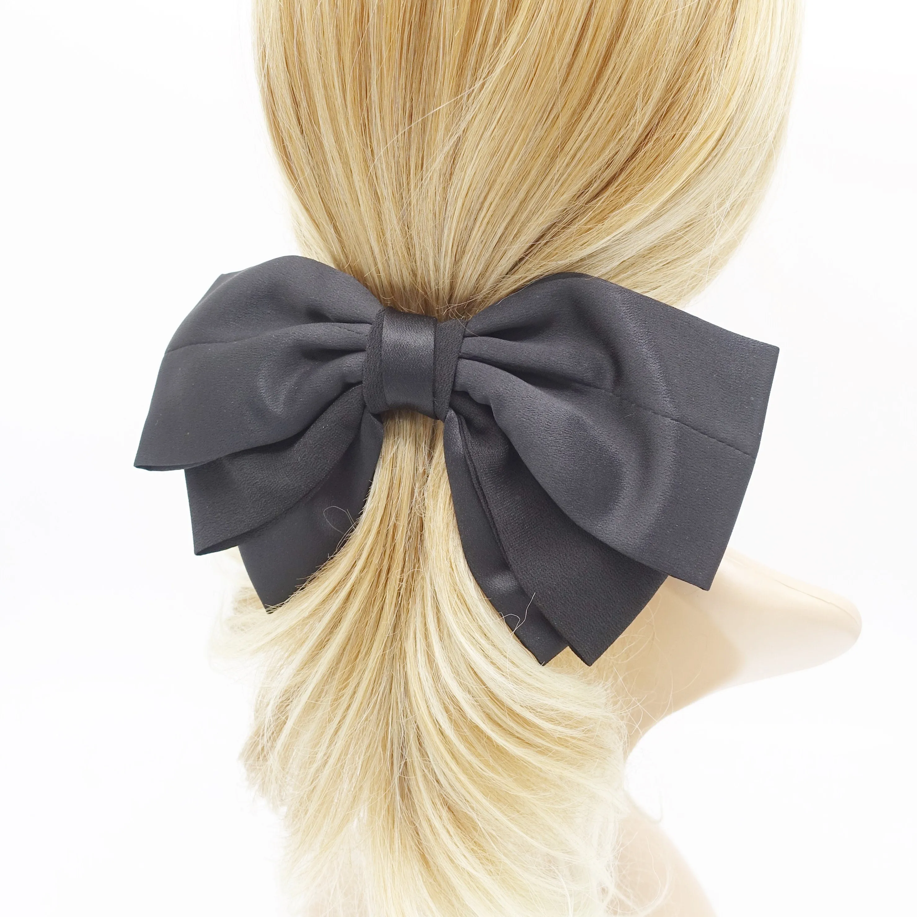 satin hair bow 2 tone double layered hair accessory for women