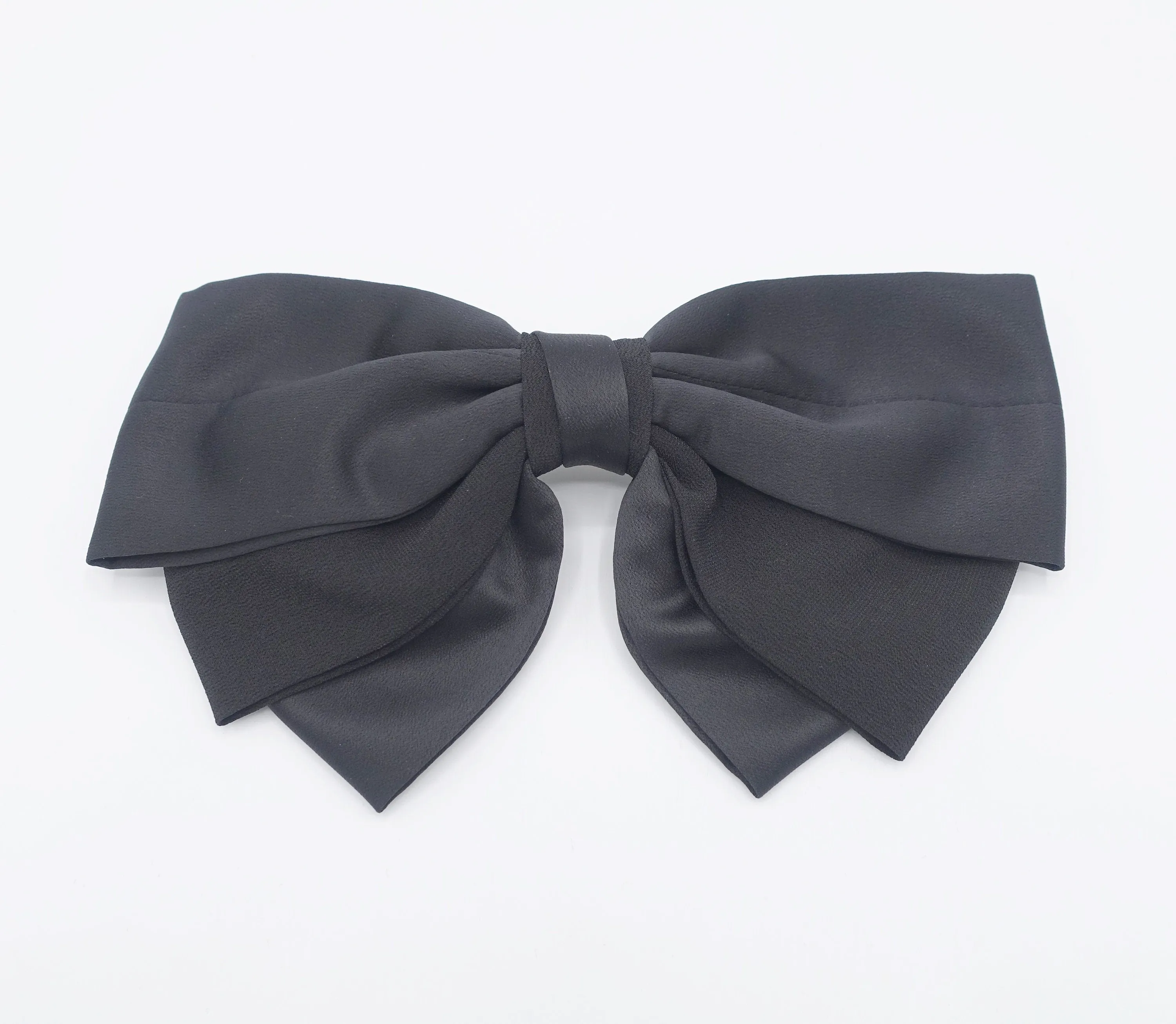 satin hair bow 2 tone double layered hair accessory for women