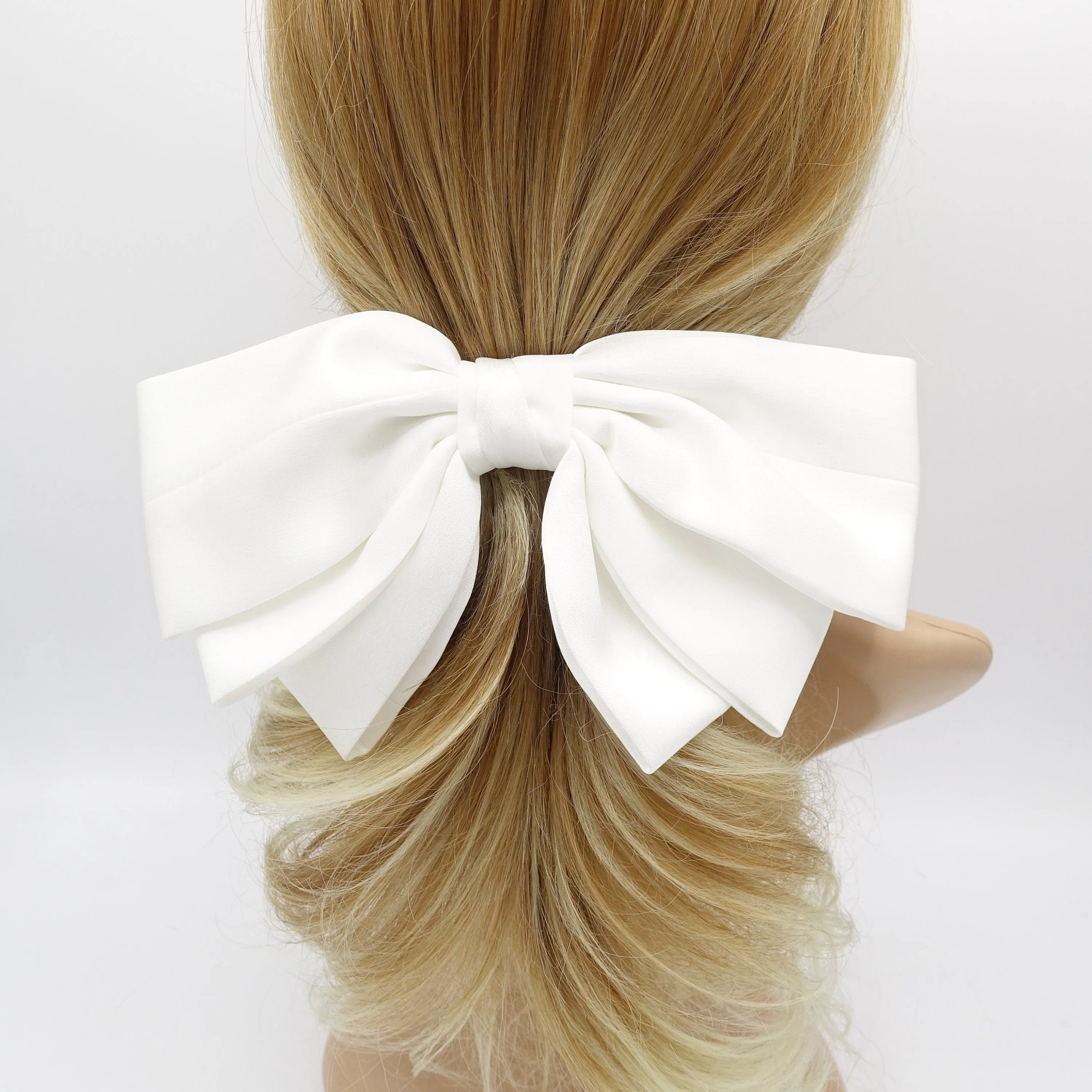 satin hair bow 2 tone double layered hair accessory for women