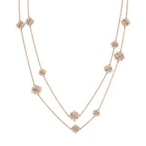 Scallop Jubilee 4.80ct Diamond Station Tiered Necklace in 18K Rose Gold, 47 in