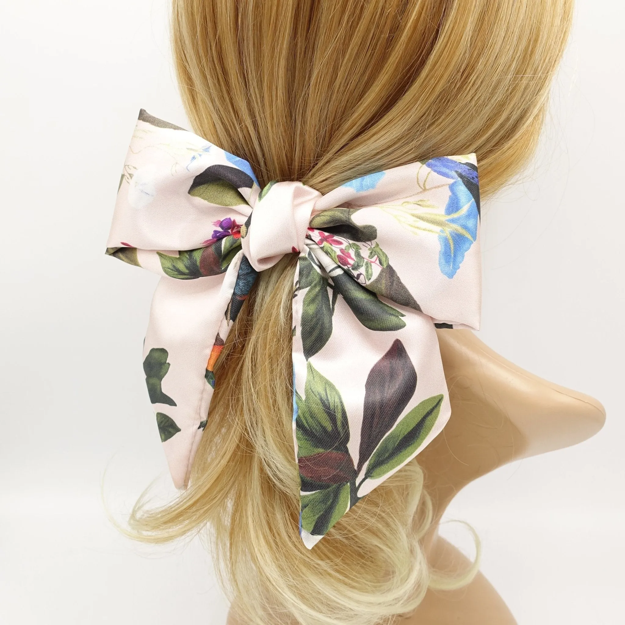 silk hair bow plant print luxury hair accessory for women