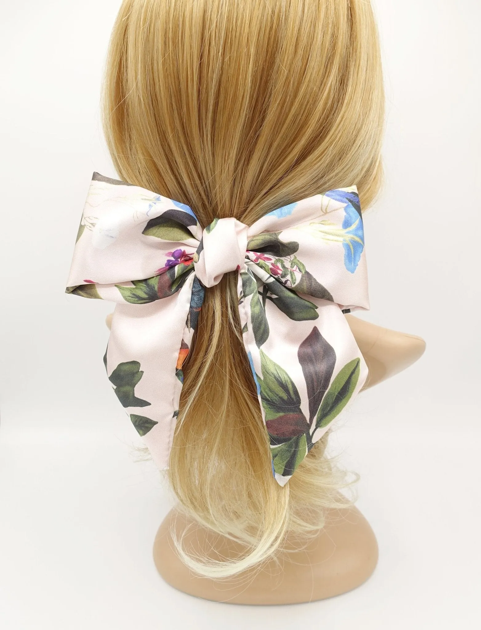 silk hair bow plant print luxury hair accessory for women