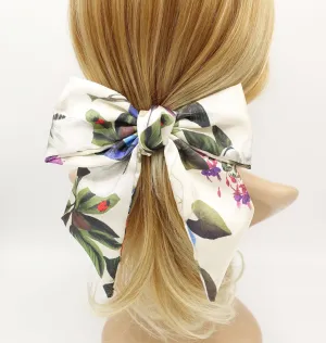 silk hair bow plant print luxury hair accessory for women