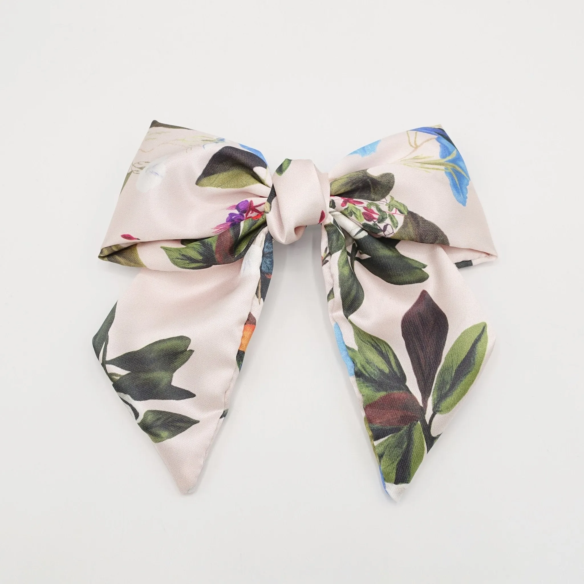 silk hair bow plant print luxury hair accessory for women