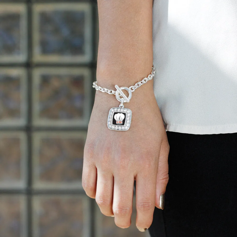 Silver #1 Chef Square Charm Toggle Bracelet