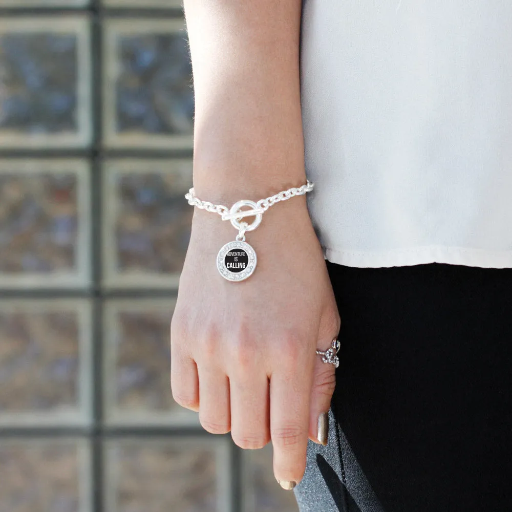 Silver Adventure Is Calling Circle Charm Toggle Bracelet