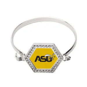 Silver Alabama State University [NCAA] Hexagon Charm Bangle Bracelet