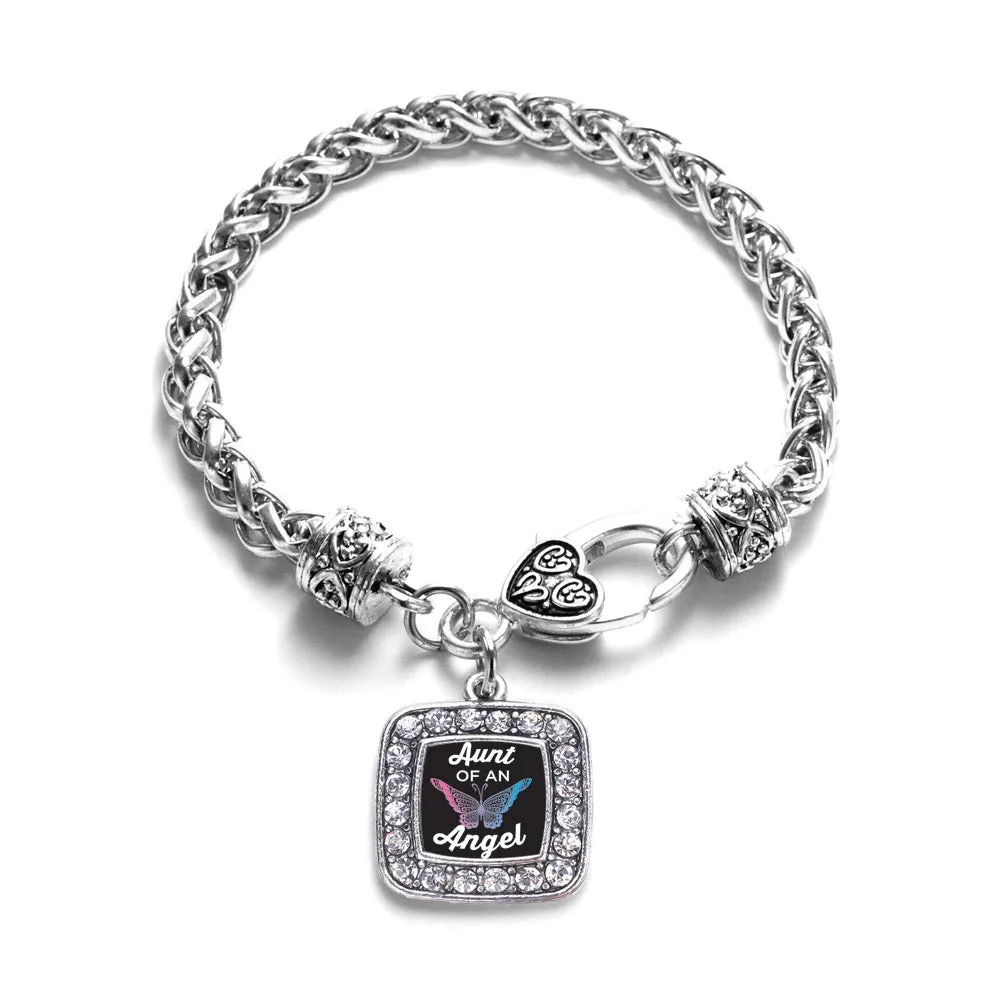 Silver Aunt Of An Angel Square Charm Braided Bracelet