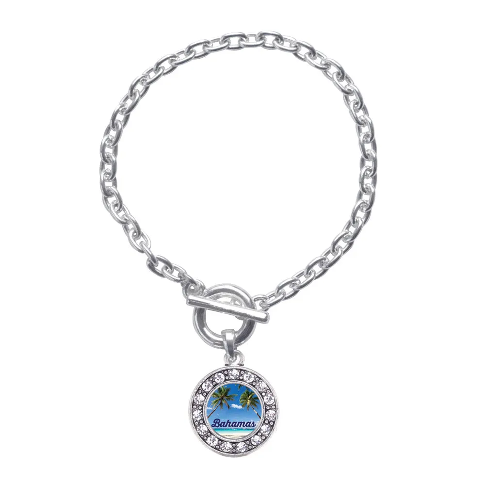 Silver Bahamas Circle Charm Toggle Bracelet