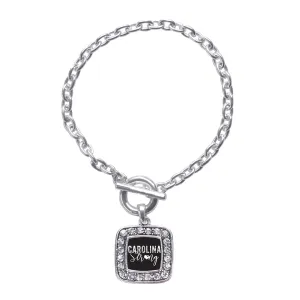 Silver Carolina Strong Square Charm Toggle Bracelet