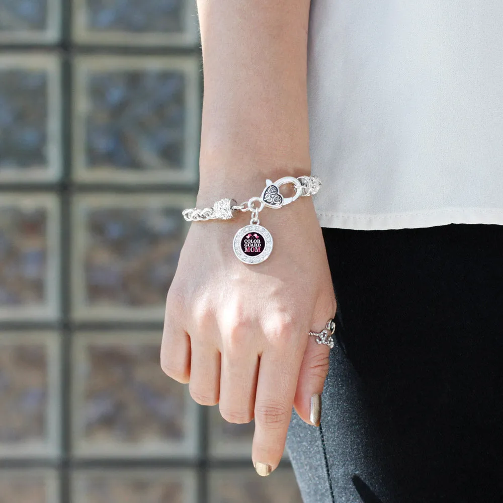 Silver Color Guard Mom Circle Charm Braided Bracelet