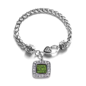 Silver Essential Tremor Awareness Square Charm Braided Bracelet